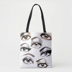 Watercolor beautiful eyes pattern tote bag