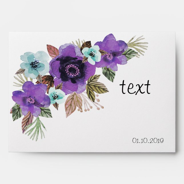 Watercolor beautiful flowers romantic marble elega envelope (Front)