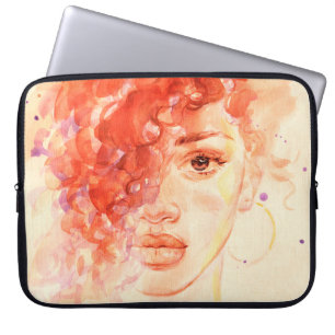 Watercolor beautiful girl laptop sleeve