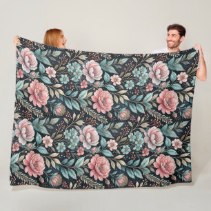 Watercolor Beautiful Wildflowers Fleece Blanket