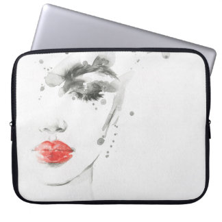 Watercolor Beauty: Female Portrait Illustration Laptop Sleeve