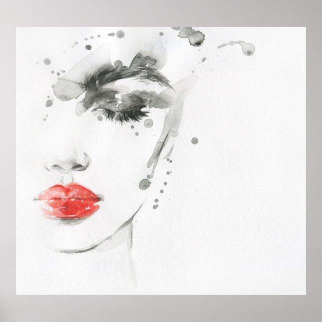 Watercolor Beauty: Female Portrait Illustration Poster (Front)