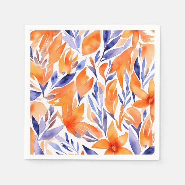 Watercolor beauty orange pattern floral abstract napkin (Front)