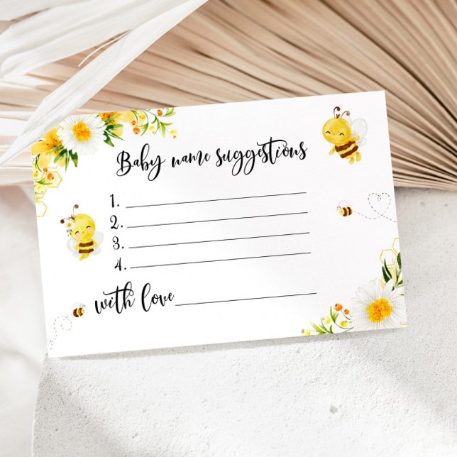 Watercolor bee  baby name suggestions card (Creator Uploaded)