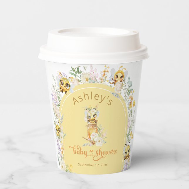 Watercolor Bee Baby Shower Paper Cup (Front)