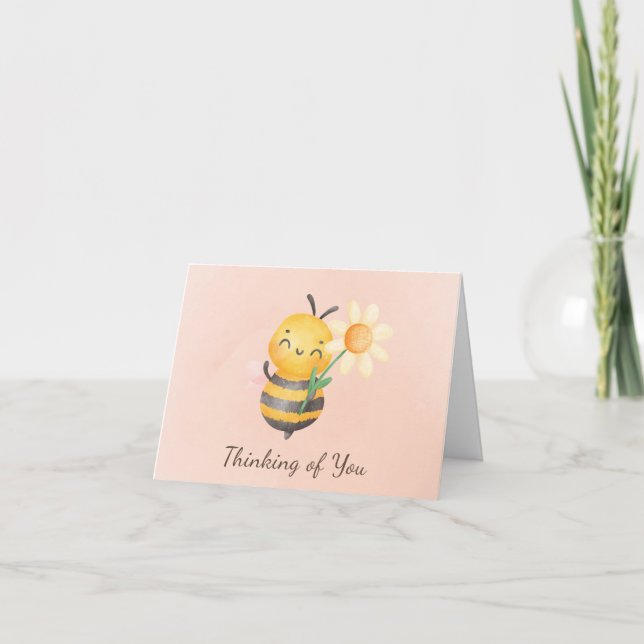 Watercolor Bee Christian Thinking of You  Card (Front)