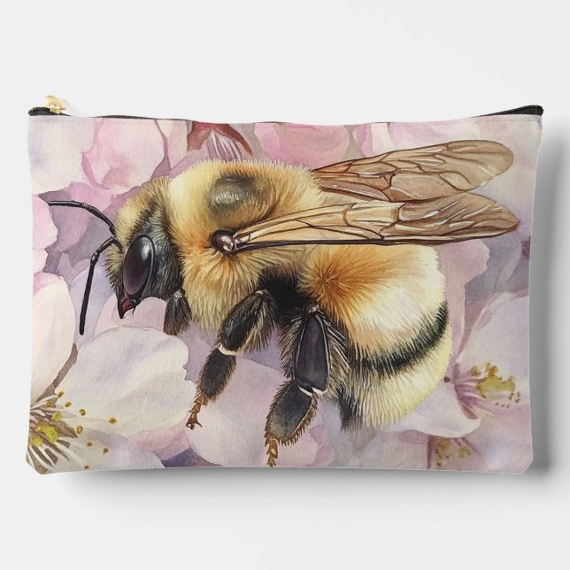 Watercolor Bee Cosmetic Bag (Front)