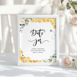 Watercolor bee date night ideas. Date jar bridal Poster