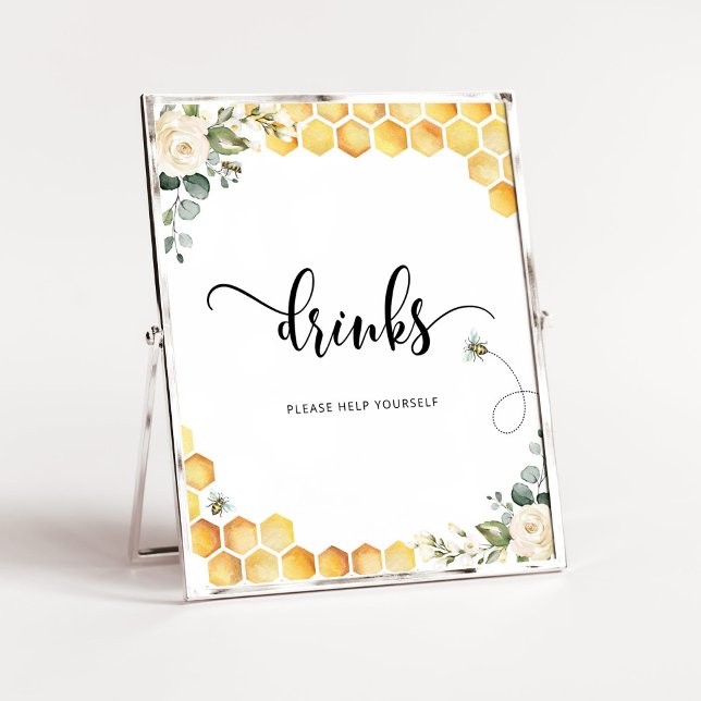 Watercolor bee Drinks help yourself Poster (Creator Uploaded)