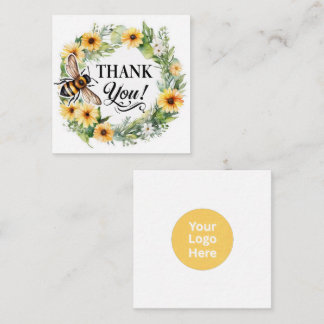 Watercolor Bee Floral Small Business Thank You Enclosure Card