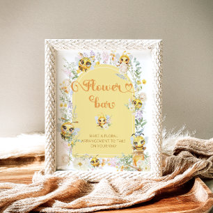 Watercolor Bee Flower Bar Poster