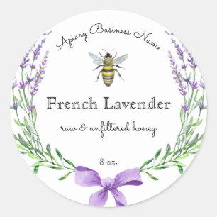 Watercolor Bee French Lavender Honey Product Label