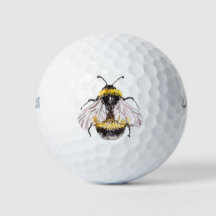 Watercolor bee golf ball