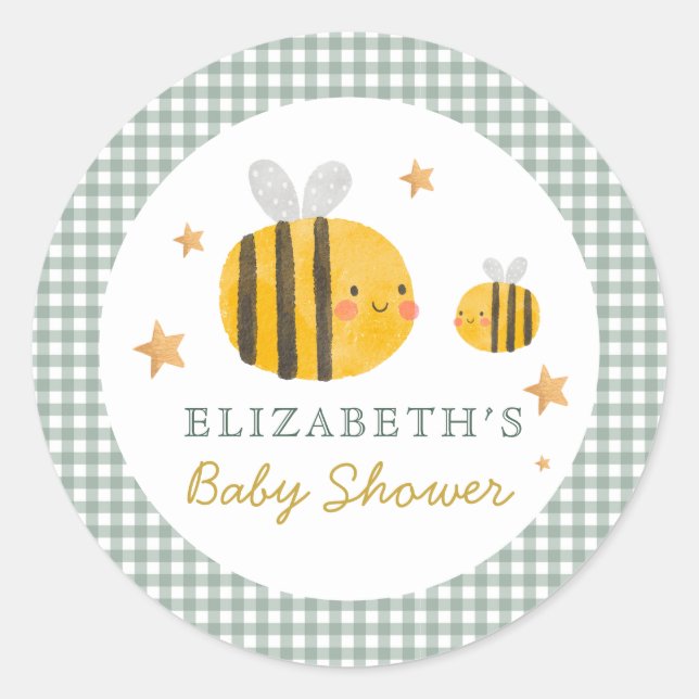 Watercolor Bee Honey Sweet  Baby Shower Classic Round Sticker (Front)