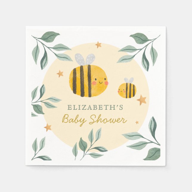 Watercolor Bee Honey Sweet  Baby Shower Napkin (Front)
