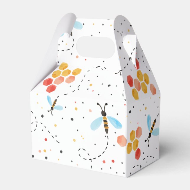 Watercolor Bee Pattern Favour Box (Front Side)