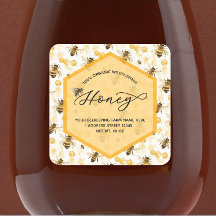 Watercolor Bee pattern Honey Jar Labels 