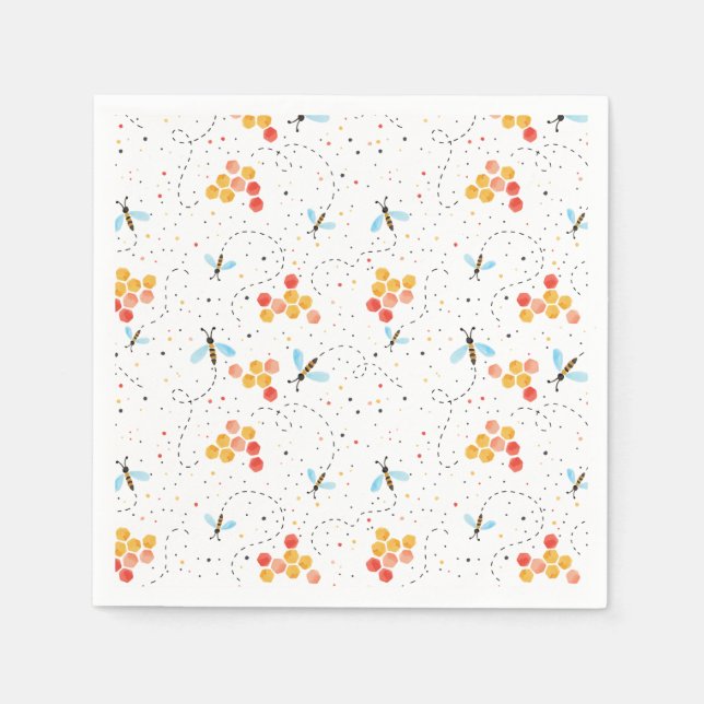Watercolor Bee Pattern Napkin (Front)
