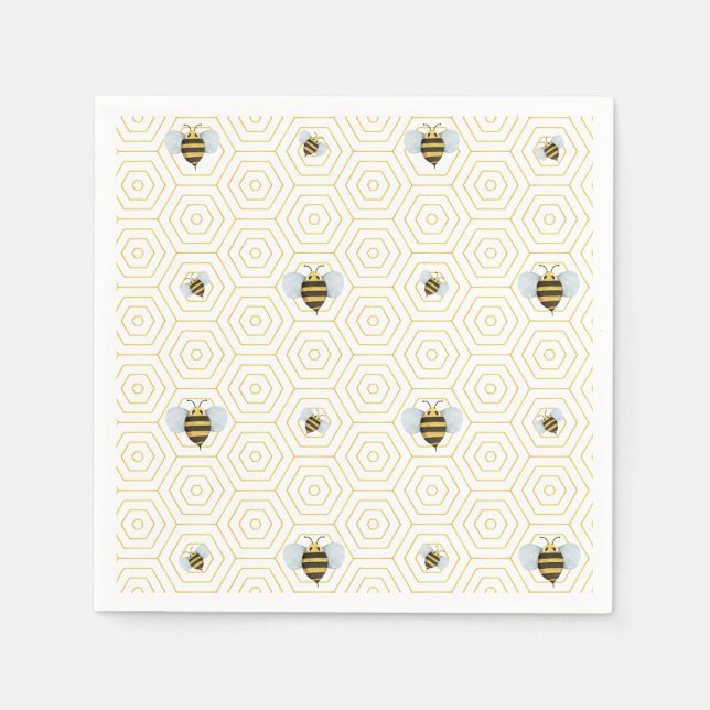 Watercolor Bee Pattern Napkin (Front)