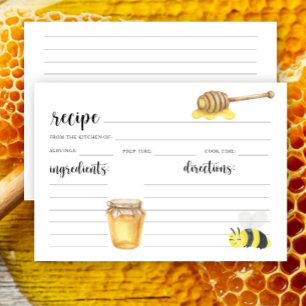 Watercolor bee - recipe card