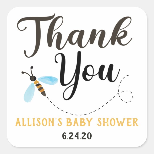 Watercolor Bee Thank You Stickers (Front)