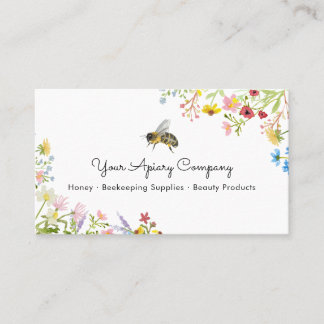 Watercolor Bee Wildflower Apiary Business Card