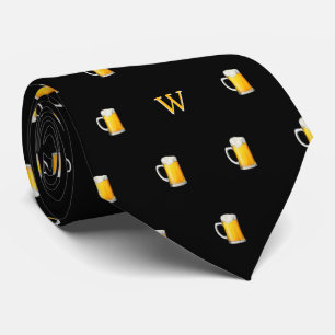 Watercolor Beer Mug Cider Drinker Monogram Black Tie