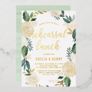 Watercolor Beige Peonies Wreath Rehearsal Lunch