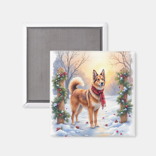 Watercolor Belgian Tervuren Garland Christmas Magnet