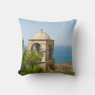Watercolor bell tower cushion