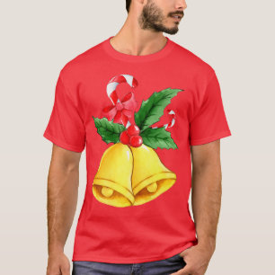Watercolor Bells Santa Christmas Tree Lights Xmas T-Shirt