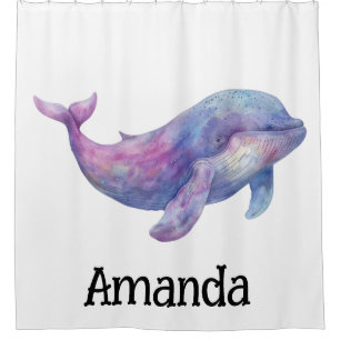 Watercolor Beluga Whale Shower Curtain