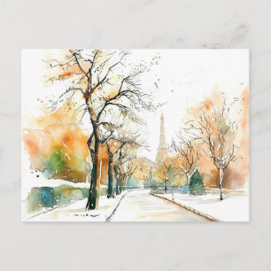 Watercolor Berlin Funkturm Autumn Postcard