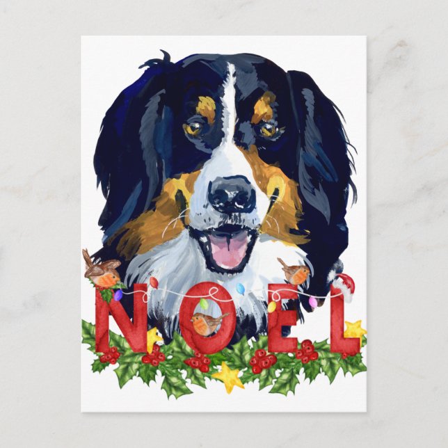 Watercolor Bernese Mountain Dog Christmas   Postcard (Front)