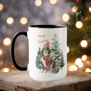 Watercolor Bernese Mountain Dog Holiday Mug