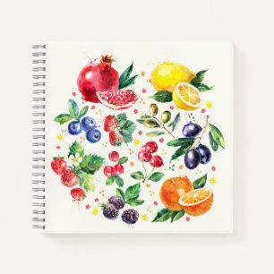 Watercolor Berries and Fruit Notebook