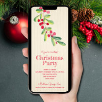 Watercolor Berries and Leaves Christmas