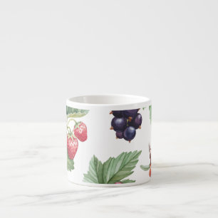 Watercolor Berries Illustration Seamless Pattern Espresso Cup