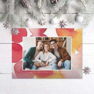 Watercolor Berries Modern Christmas Photo Holiday Card