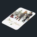 Watercolor Berries Photo Merry Christmas Magnet<br><div class="desc">A simple design of watercolor botanical holly berries and leaves along with Merry Christmas in a gold typography script.  Easily customise with your name,  message,  and awesome photo picture.  Beautiful Christmas holiday wishes for the 2021 season.</div>