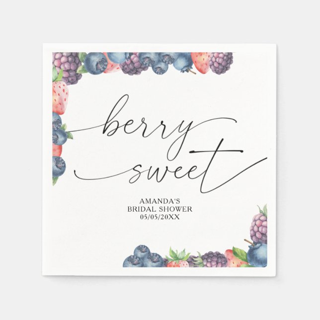 Watercolor berries - sweet berry text napkin (Front)