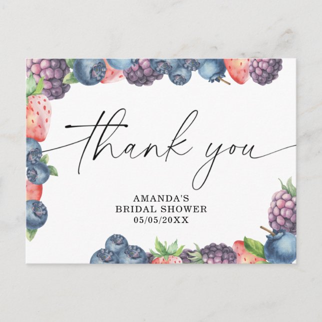 Watercolor berries - thank you postcard (Front)