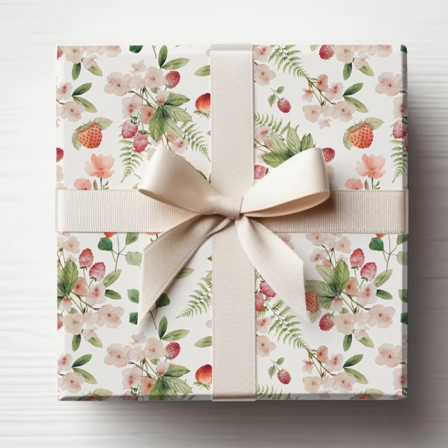 Watercolor Berries Wrapping Paper (Watercolor Floral Berries Wrapping Paper by Painted Paperie
)