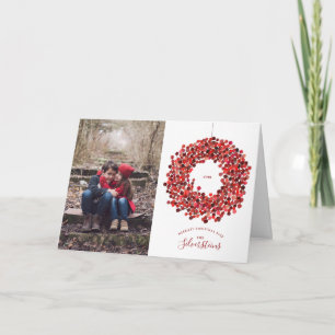 Watercolor Berries Wreath Christmas Holiday Folded Invitation