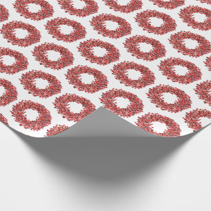 Watercolor Berries Wreath Christmas Holiday Wrapping Paper