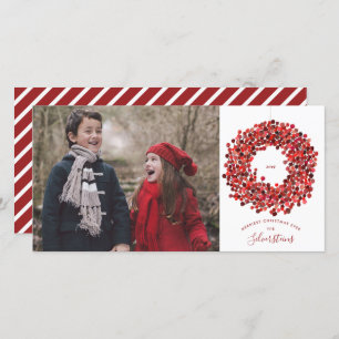 Watercolor Berries Wreath Christmas Long Holiday Card