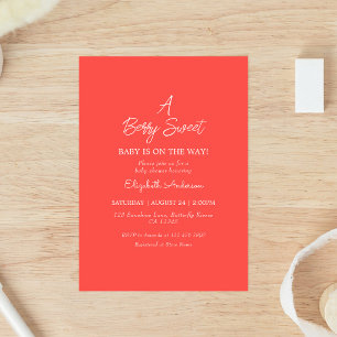 Watercolor Berry Baby Shower for Girl Invitation