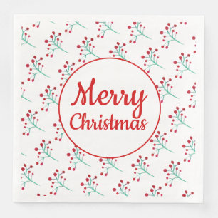 Watercolor Berry Christmas Napkins