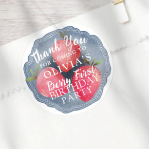 Watercolor Berry First Birthday Favor  Classic Round Sticker