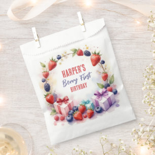 Watercolor Berry First Birthday Strawberry Party - Favour Bags